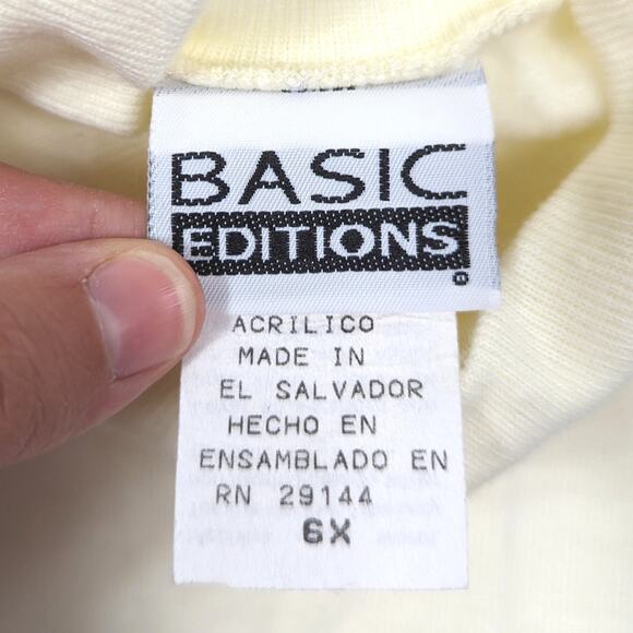 Vintage Basic Editions Sweatshirt Girls Size 5T Cream Kitty Cat Turtleneck - Picture 5 of 6